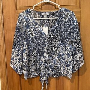 Blue Floral Women's Blouse by Just Polly